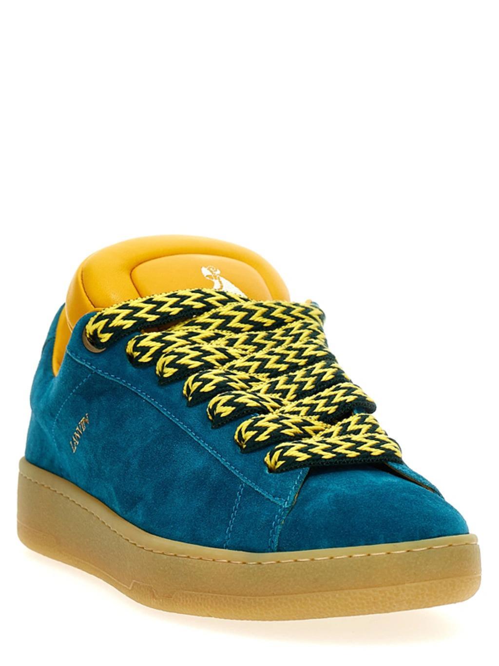 LANVIN Curb Lite In Full Suede Sneakers In Light Blue Product Image