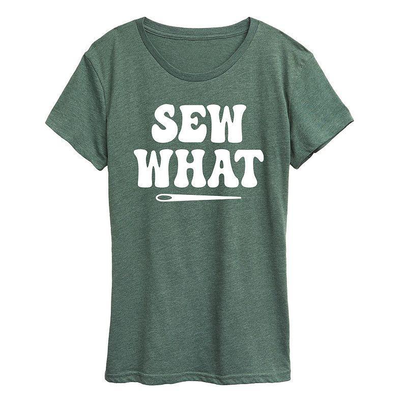 Womens Sew What Graphic Tee Grey Green Product Image