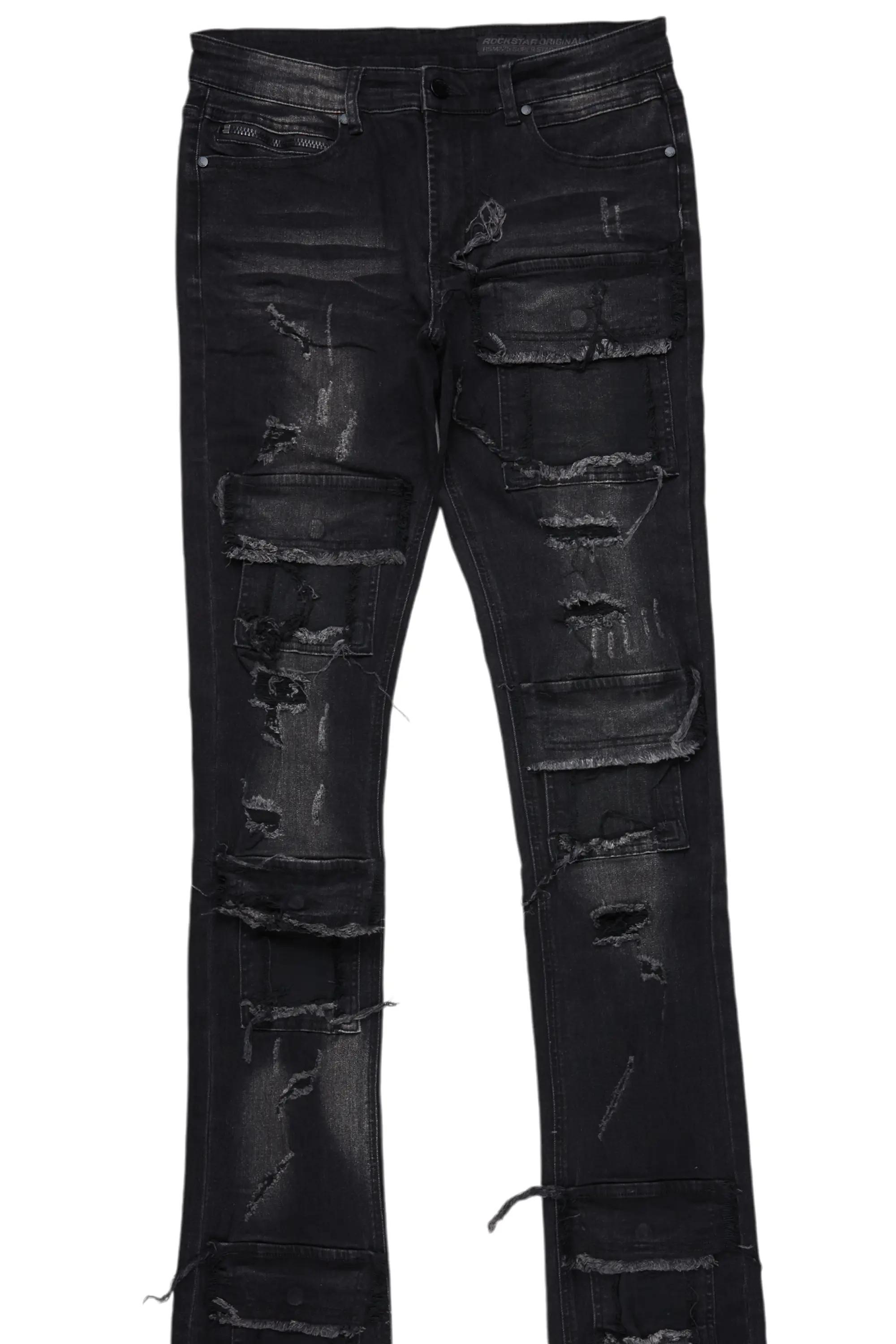 Petrus Black Super Stacked Flare Jean Male Product Image