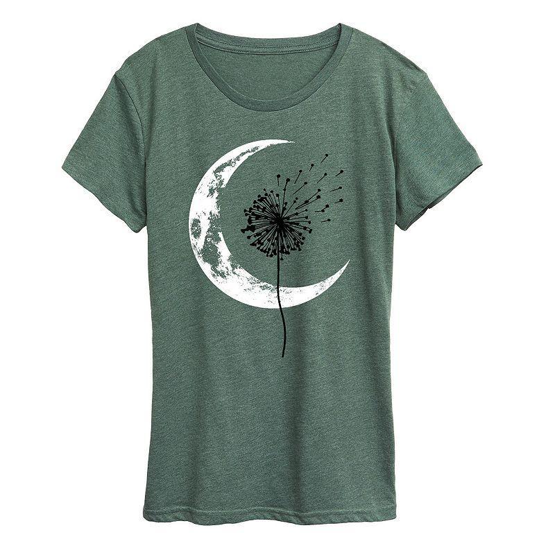 Women's Dandelion Crescent Moon Graphic Tee, Girl's, Size: XXL, Grey Grey Product Image