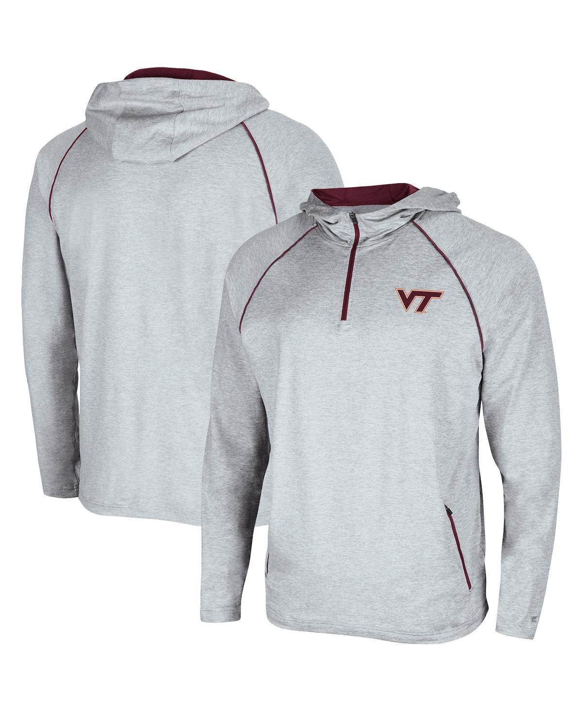 Mens Colosseum Heathered Gray Virginia Tech Hokies Timeline Raglan Quarter-Zip Hoodie Product Image