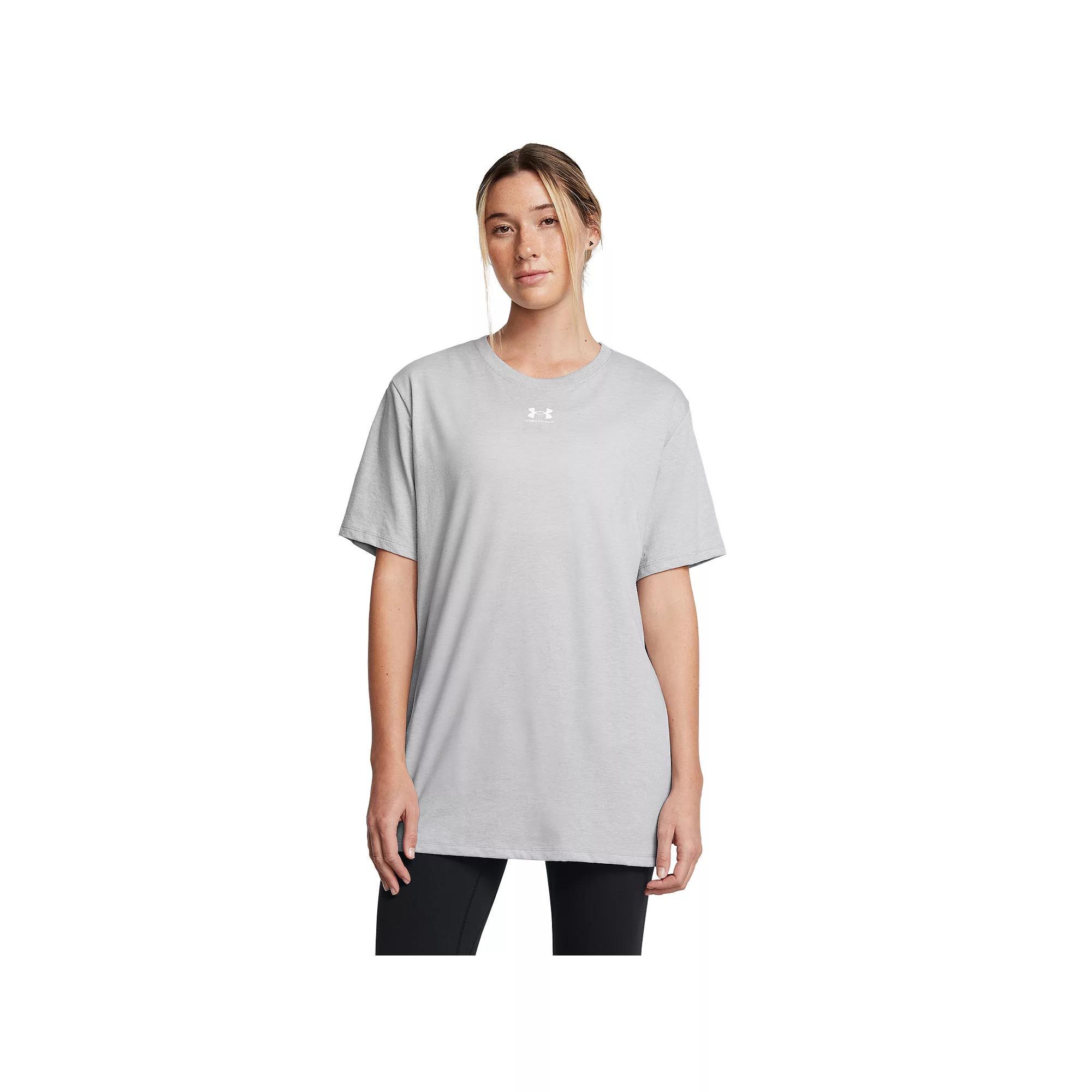 Women's Under Armour Rival OS Short Sleeve Tee, Size: XS, Mod Gray Product Image