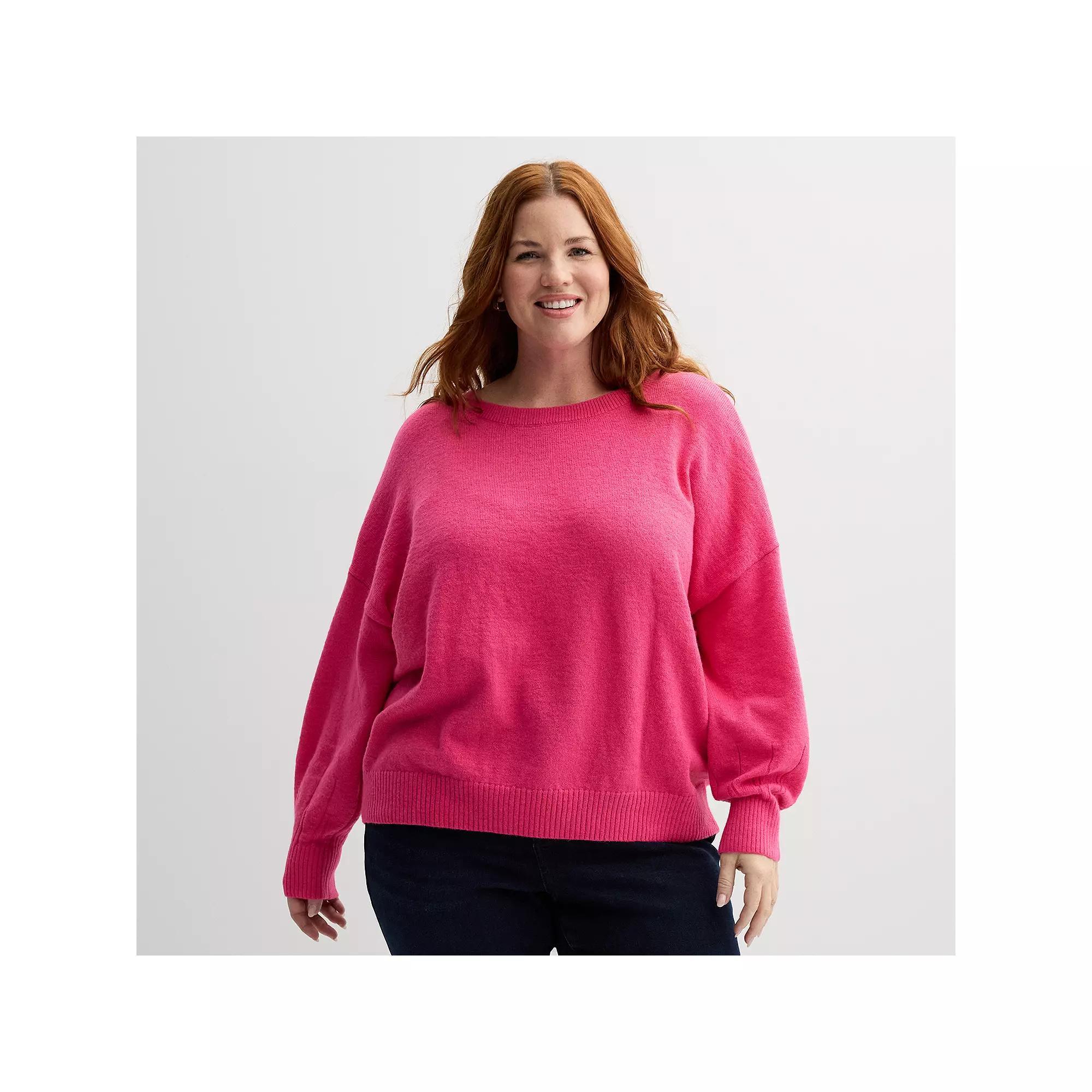 Plus Size Sonoma Goods For Life® Balloon Sleeve Sweater, Women's, Size: 2XL, Sudden Pink Product Image