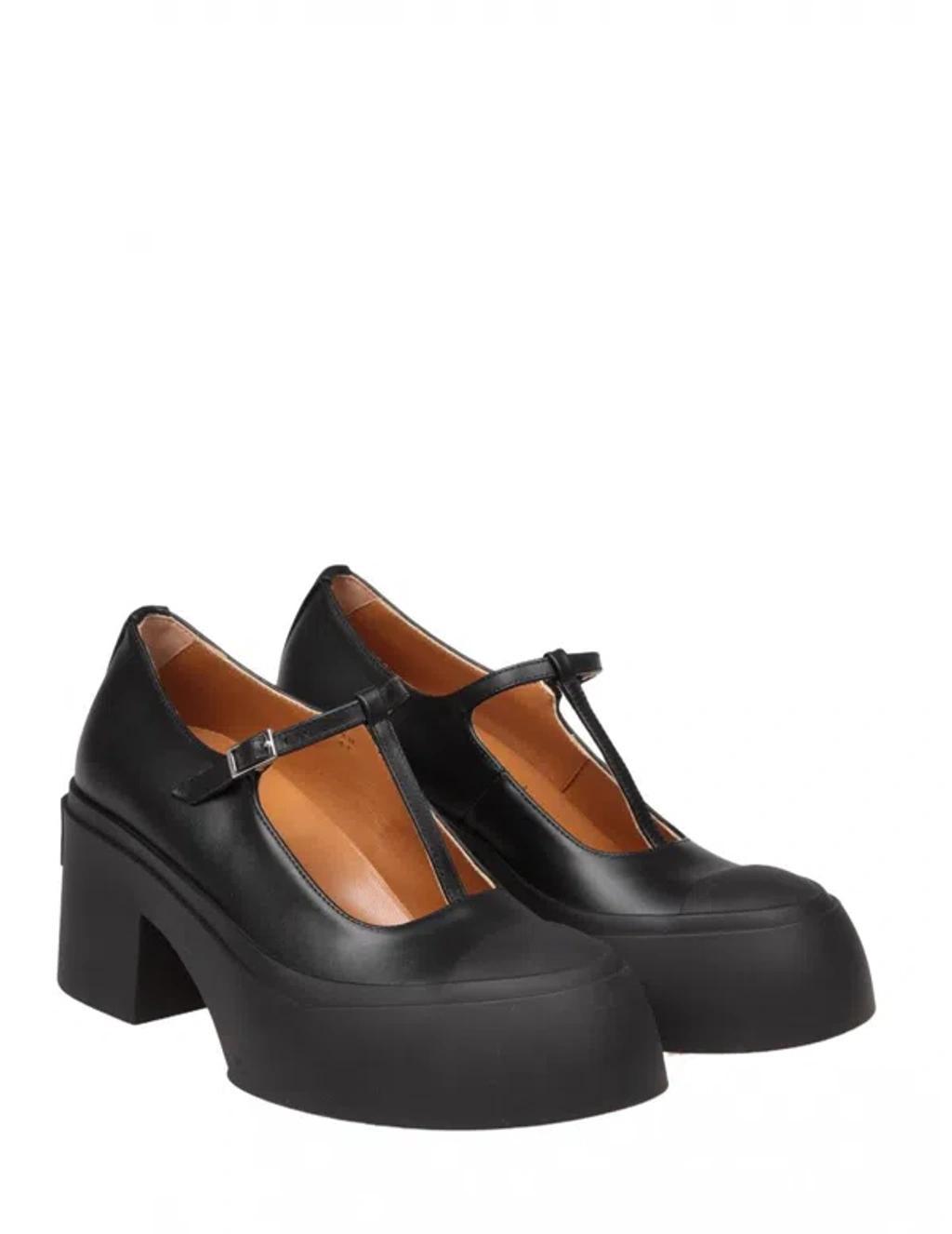 MARNI Mary Jane Shoes In Smooth Calfskin In 00n99 Product Image