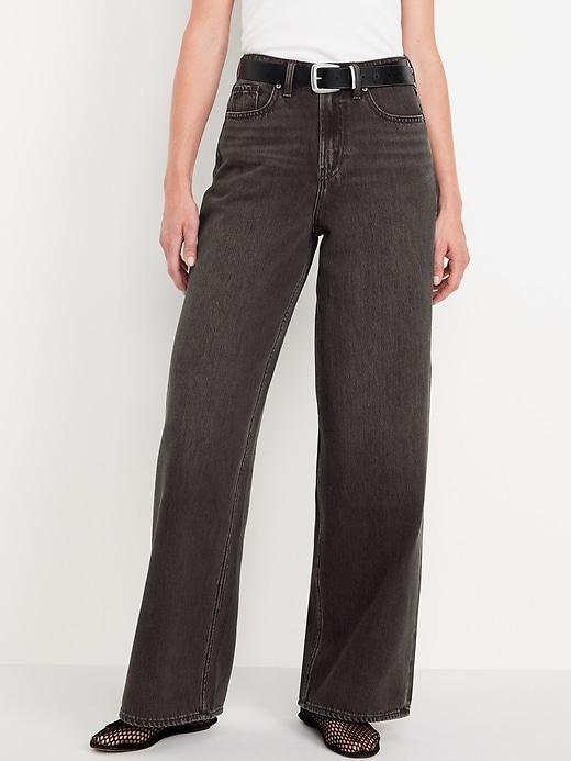 High-Waisted Baggy Wide-Leg Jeans Product Image