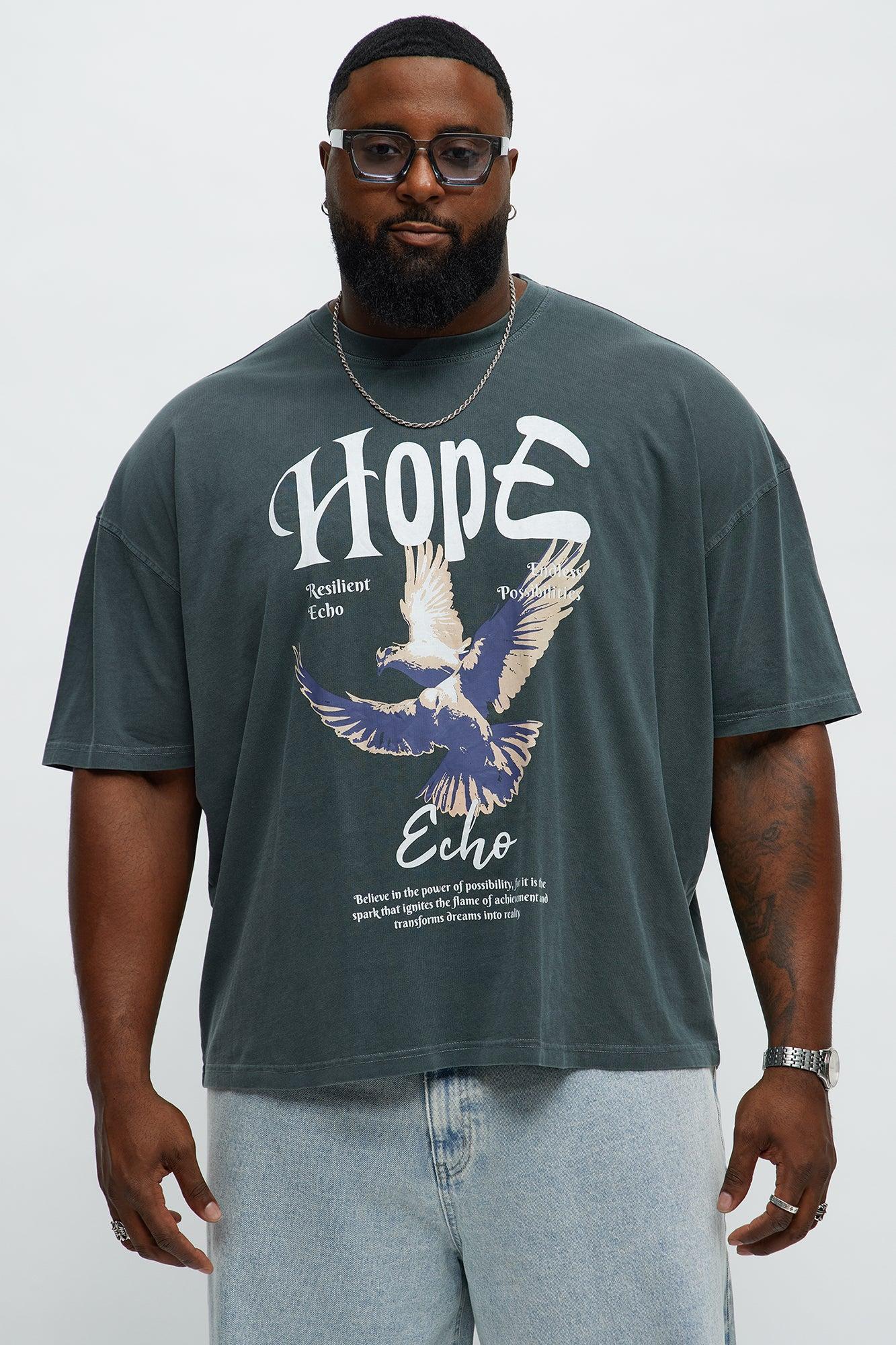 Hope Echo Oversized Short Sleeve Tee - Grey Male Product Image