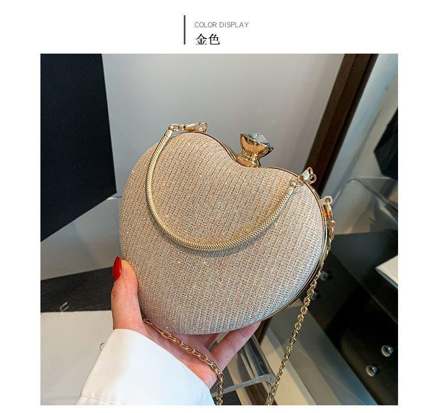 Chain Strap Glitter Heart Shape Evening Bag Product Image