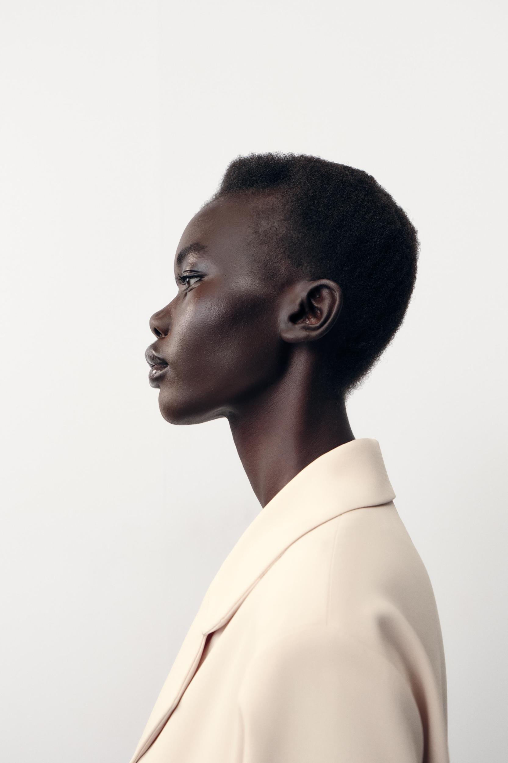 DOUBLE BREASTED BLAZER WITH TABBED SLEEVES Product Image