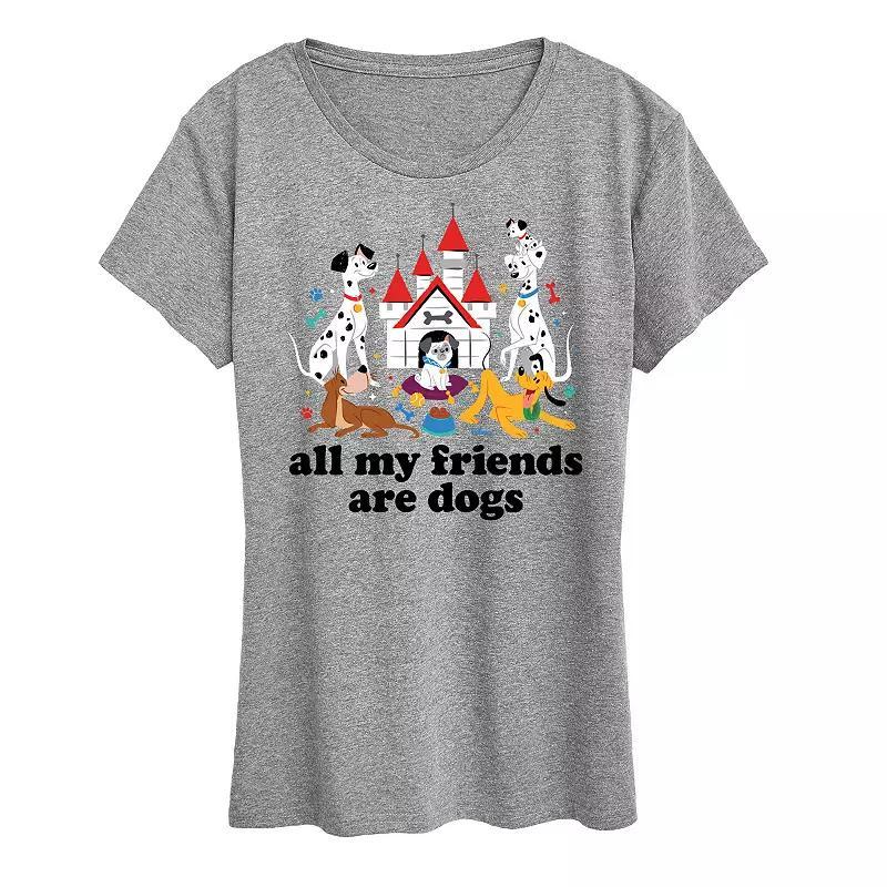 Disney Dogs Womens All My Friends Are Dogs Graphic Tee, Girls Grey Gray Product Image