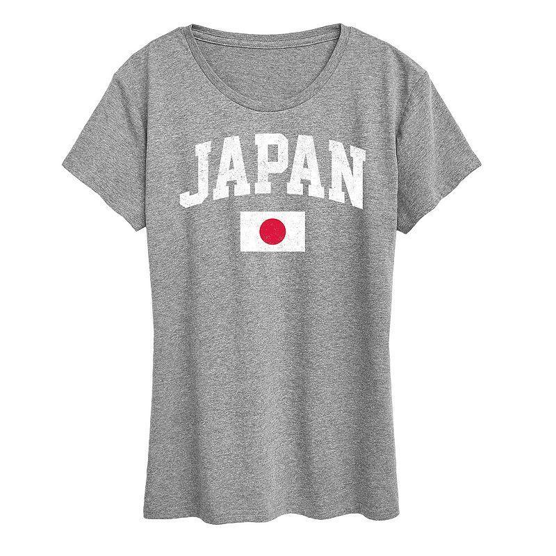 Women's Japan Flag Graphic Tee, Size: Small, Grey Gray Product Image