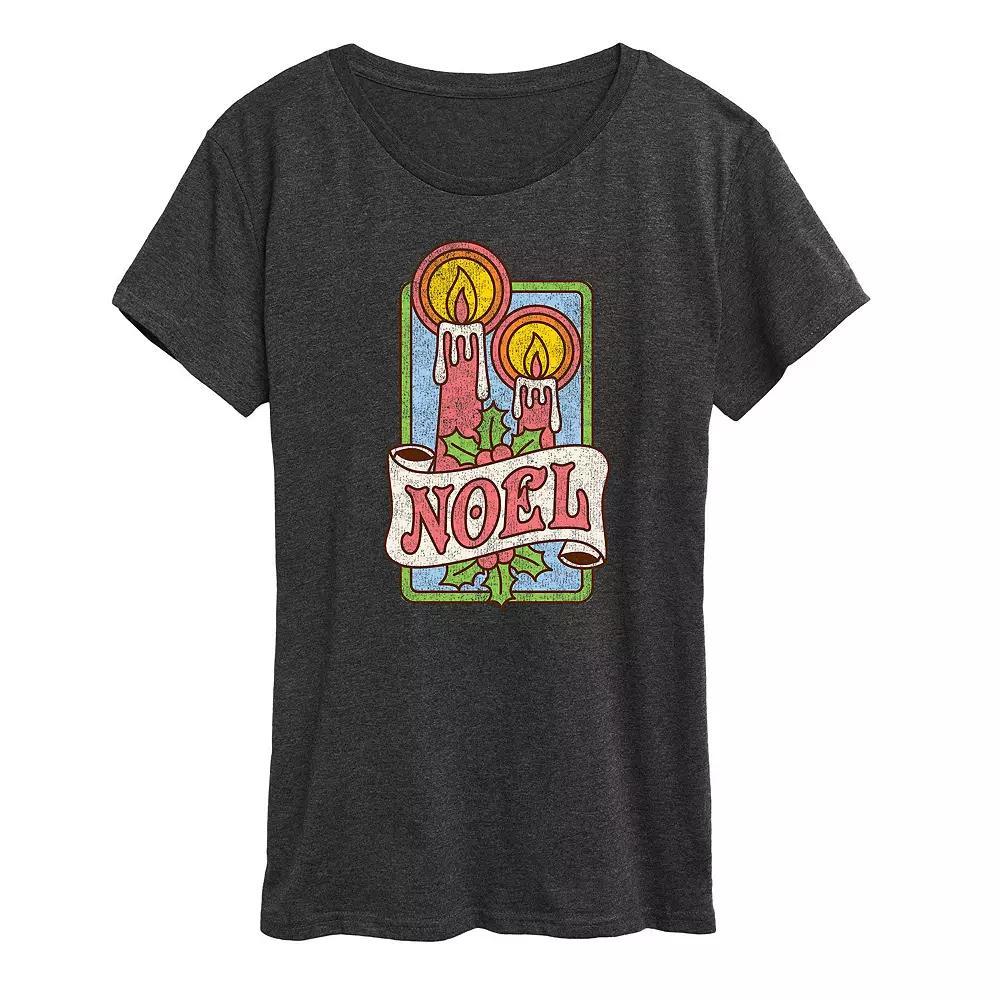 Women's Retro Noel Candles Short Sleeve Graphic Tee, Girl's,  Product Image