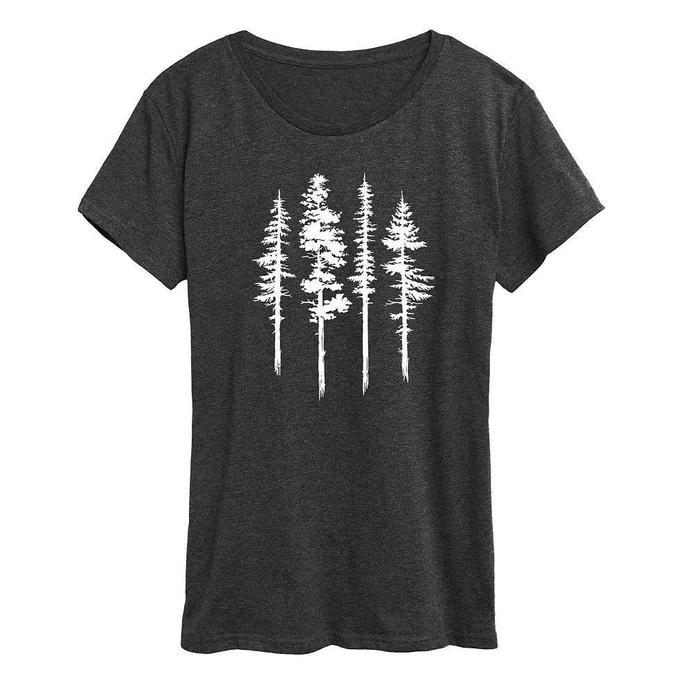 Women's Watercolor Pine Trees Graphic Tee, Girl's, Size: XXL, Heather Grey Product Image