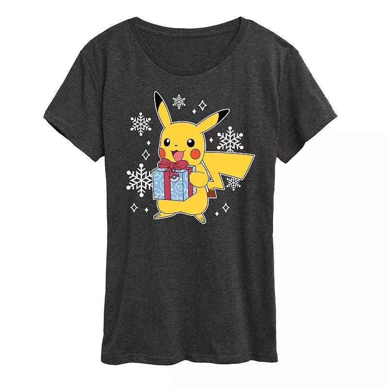 Women's Pokemon Pika Presents Tee, Girl's, Size: Large, Grey Gray Product Image