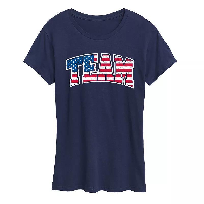 Women's Team USA Graphic Tee, Size: Large, Grey Blue Product Image