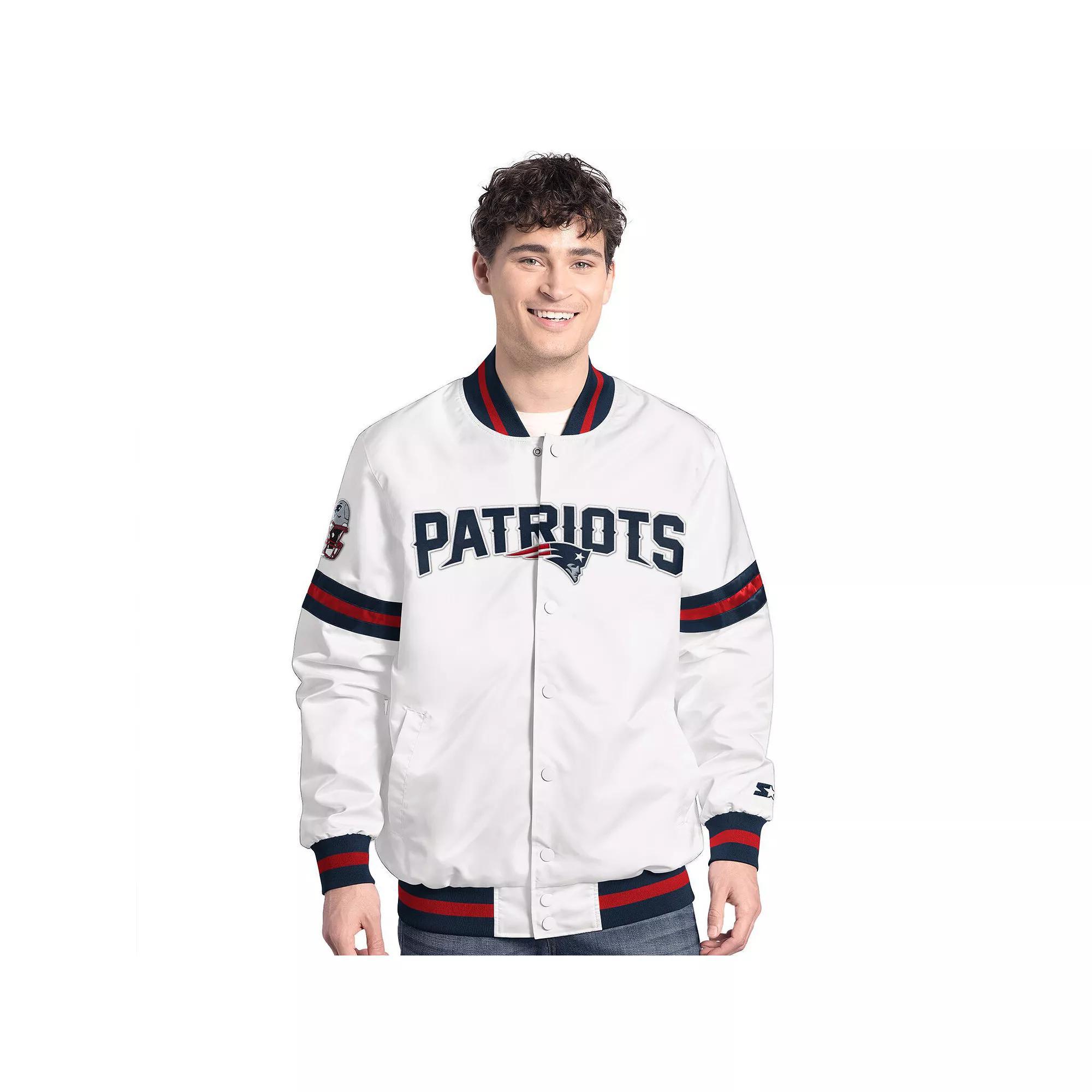 Men's Starter White New England Patriots Scout Full-Snap Varsity Jacket,  Product Image