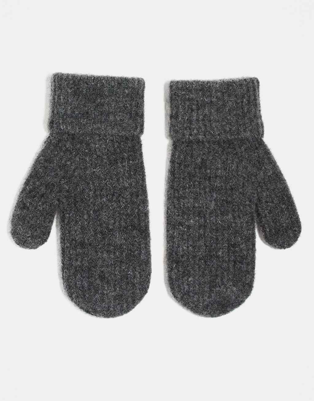 ARKET premium alpaca blend ribbed mittens in gray Product Image