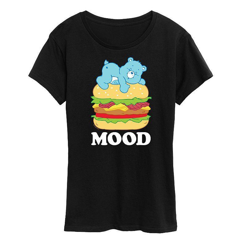 Womens Care Bears Mood Bedtime Burger Graphic Tee Grey Royal Blue Product Image