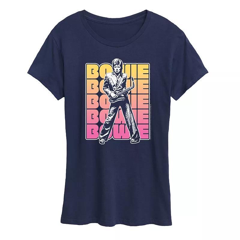 Womens Bowie Stacked Graphic Tee Blue Product Image