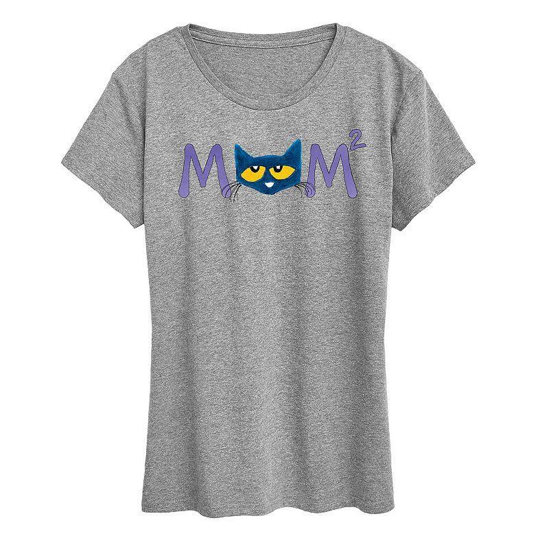 Women's Pete the Cat Face Mom Squared Graphic Tee, Size: XL, White Product Image