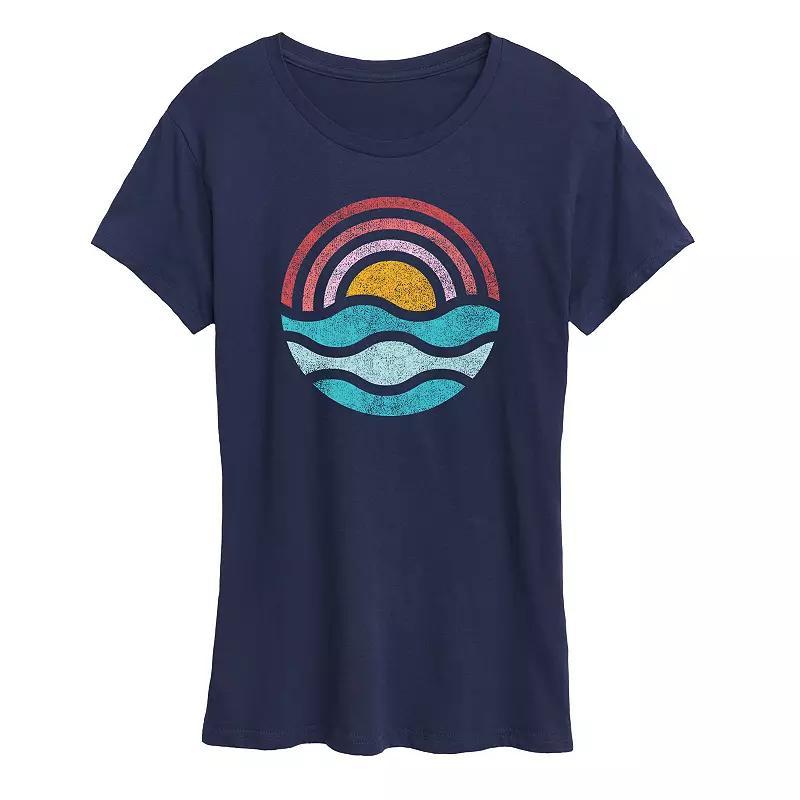 Women's Simple Sunset Waves Graphic Tee, Girl's,  Product Image