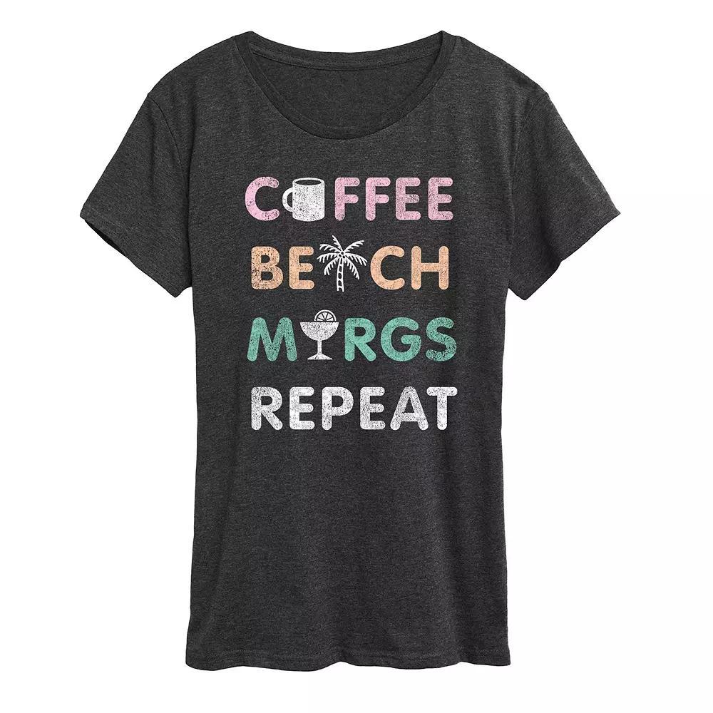 Women's Coffee Beach Repeat Graphic Tee,  Product Image
