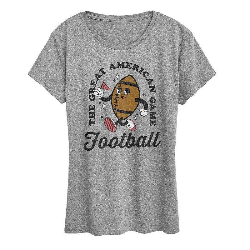 Women's Vintage Football Mascot Graphic Tee, Girl's, Size: Large, Grey Gray Product Image