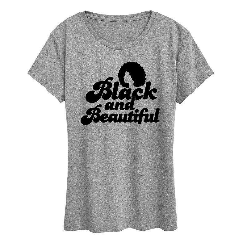 Womens Black and Beautiful Graphic Tee Grey Gray Product Image