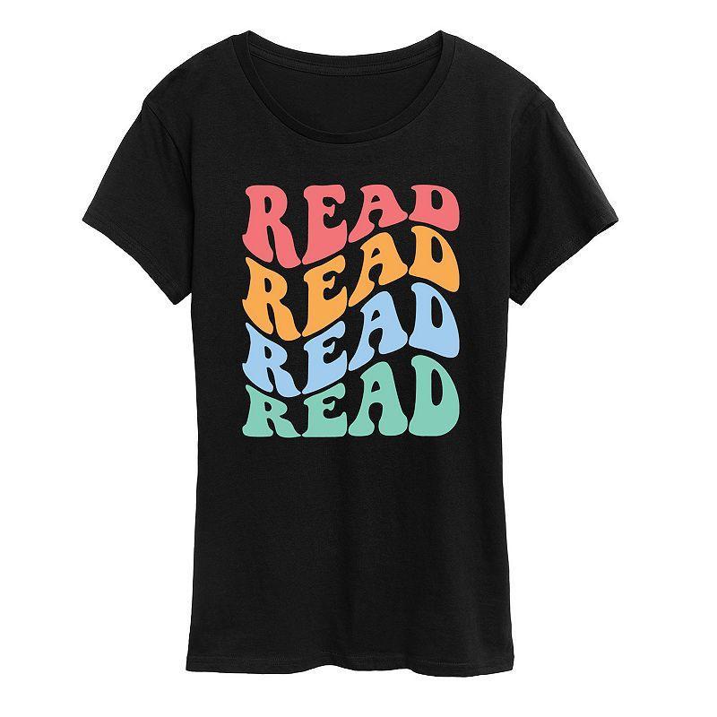 Women's Read Retro Stacked Graphic Tee, Size: Medium, White Product Image