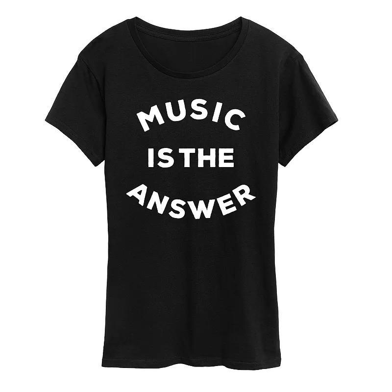 Women's Music is the Answer Graphic Tee, Size: Medium, Grey Blue Product Image