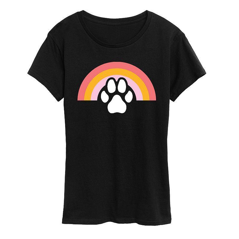 Womens Dog Paw Rainbow Graphic Tee Product Image