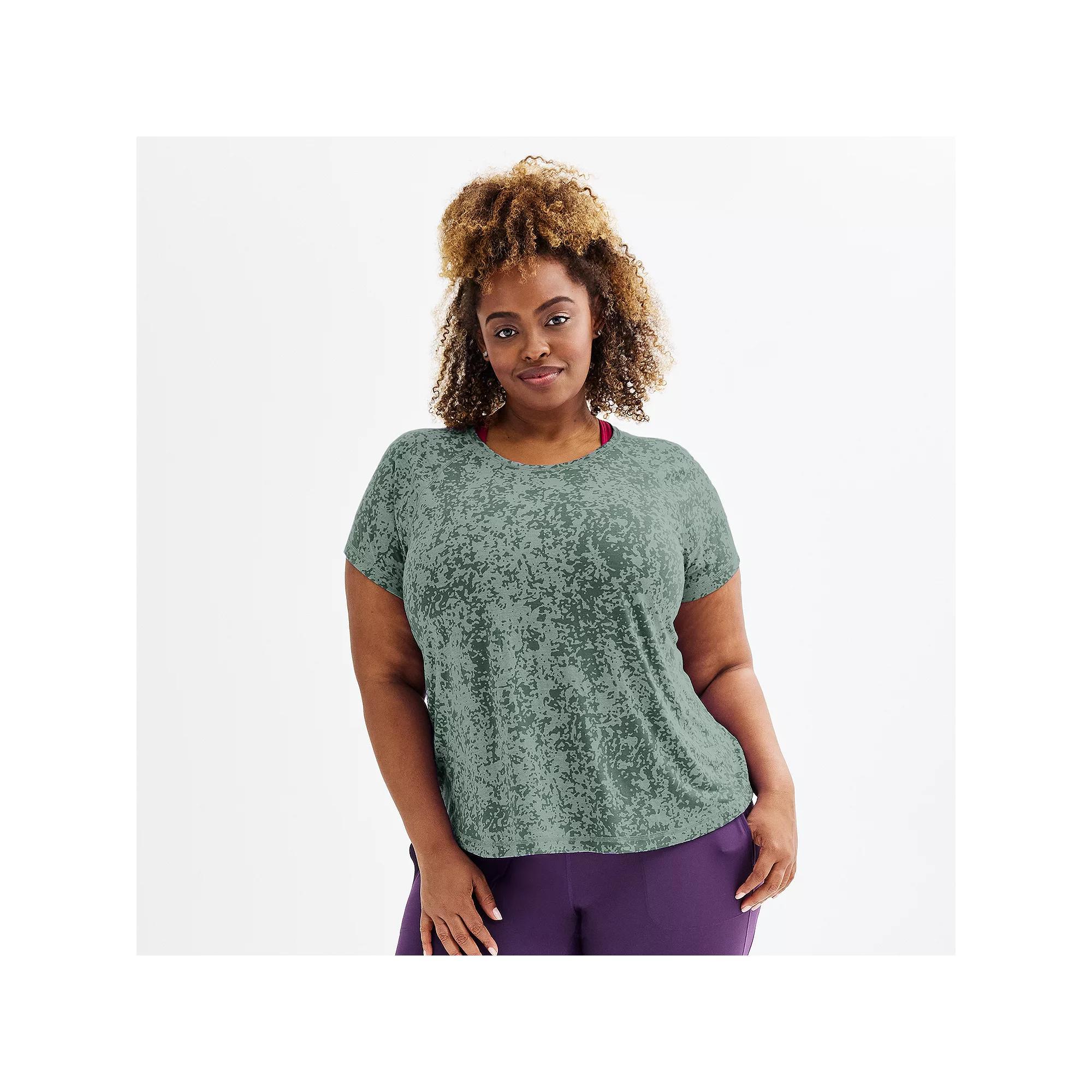 Plus Size Tek Gear® Core Raglan Tee, Women's, Size: 1XL, Blue Burnout Product Image