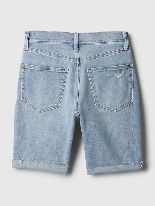 9" High Rise Denim Bermuda Shorts Product Image