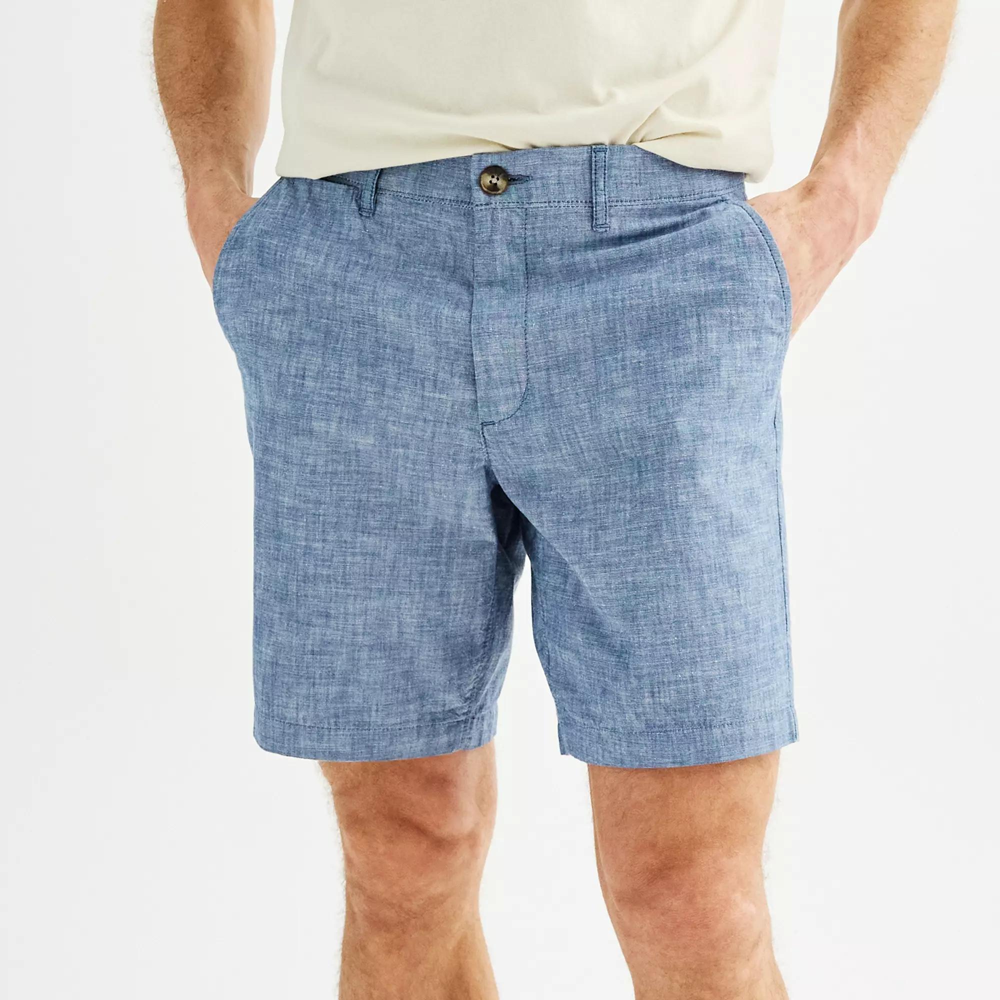 Men's Sonoma Goods For Life® 9" Flexwear Flat Front Shorts, Size: 28 9 IN, Chambray Product Image