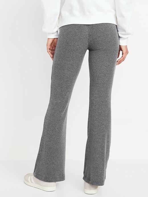 High-Waisted Cozy Ribbed Flare Leggings Product Image