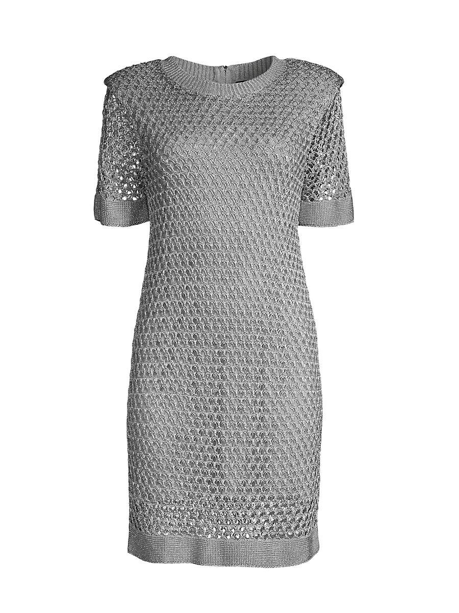 Womens Sinclair Metallic Crochet Short-Sleeve Minidress Product Image