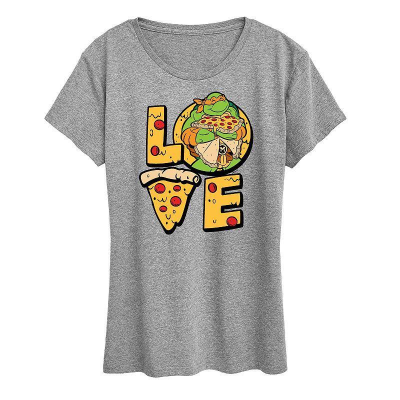 Women's Teenage Mutant Ninja Turtles Love Graphic Tee, Size: Small, Grey Green Product Image