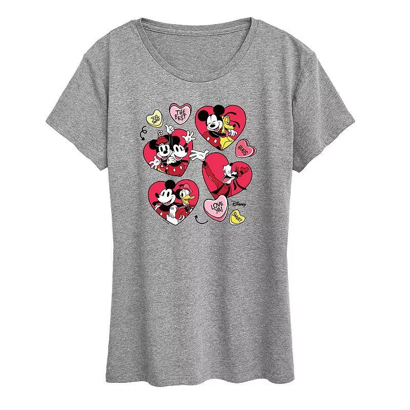 Disney's Mickey Mouse & Friends Women's Heart Grid Graphic Tee, Size: Medium, Grey Gray Product Image