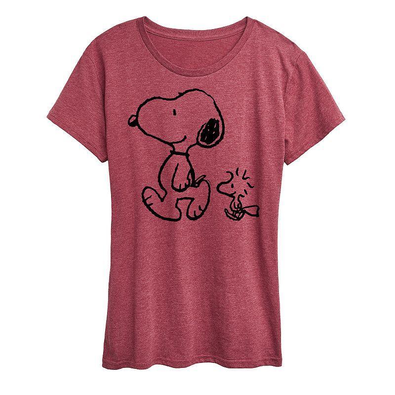 Womens Peanuts Snoopy & Woodstock Walk Graphic Tee, Girls Product Image