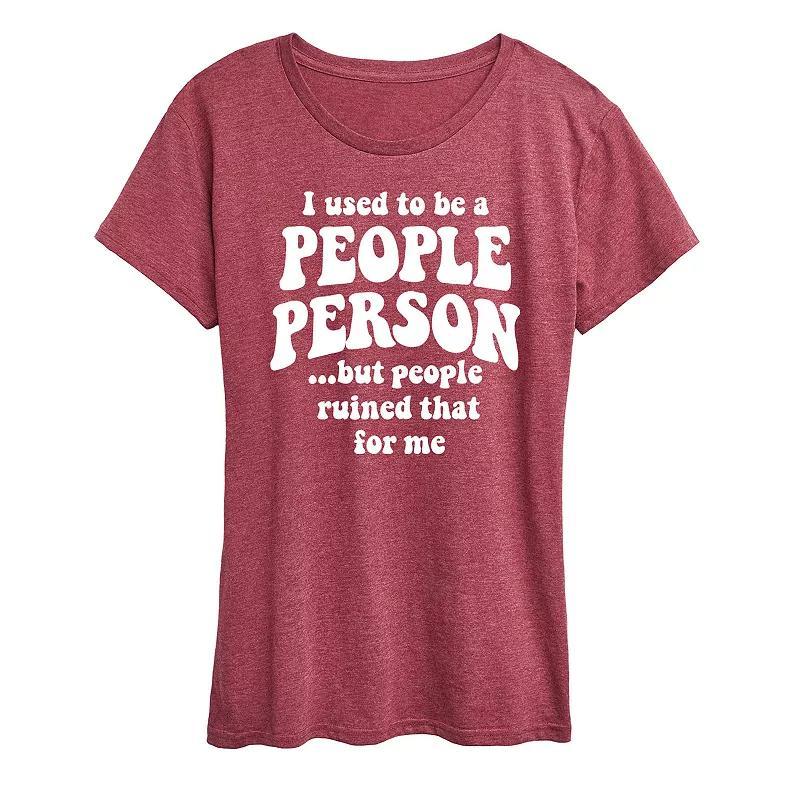 Womens Used to be a People Person Graphic Tee Grey Green Product Image