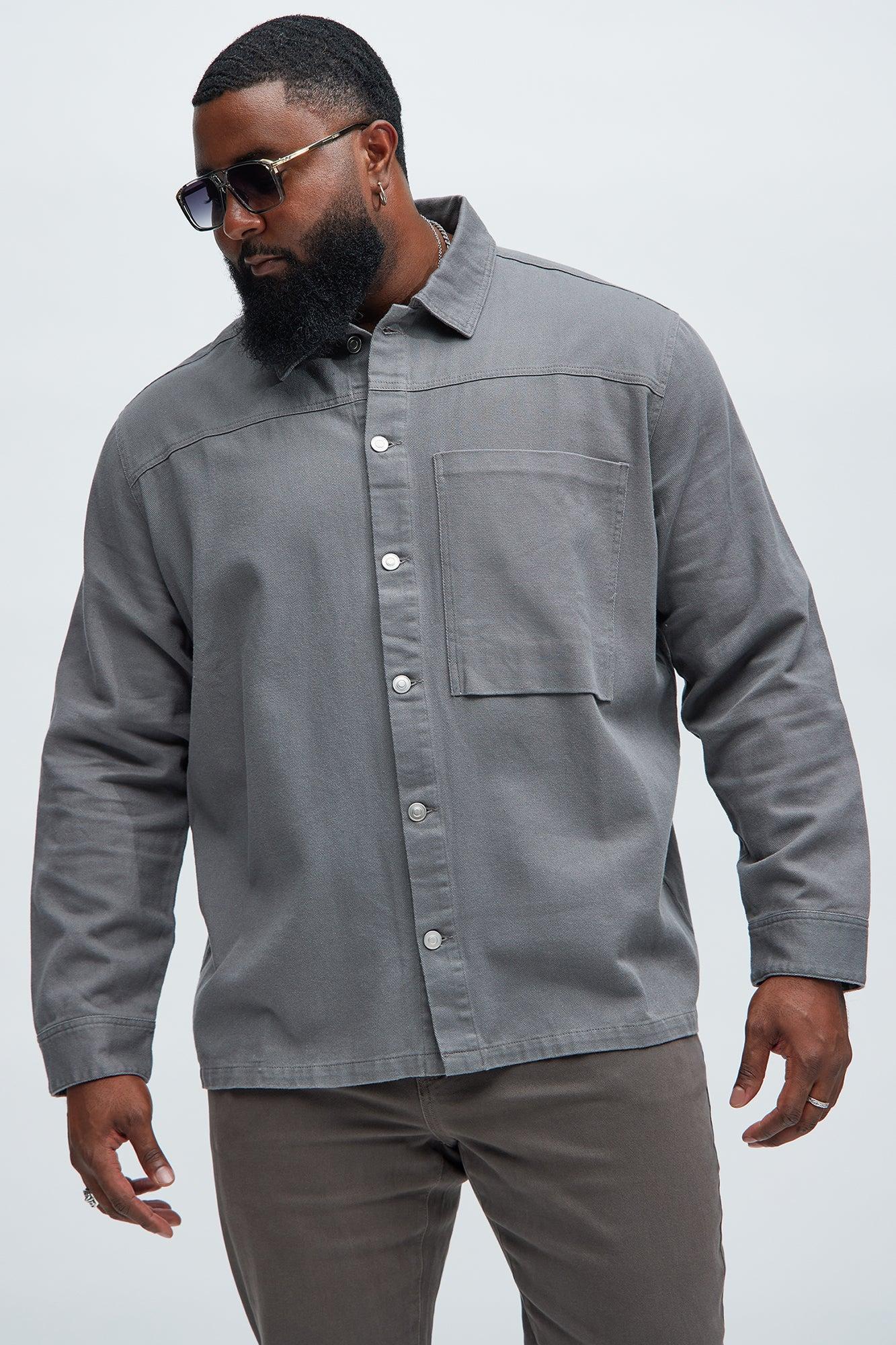 Yorktown Twill Button Up Shirt - Grey Product Image