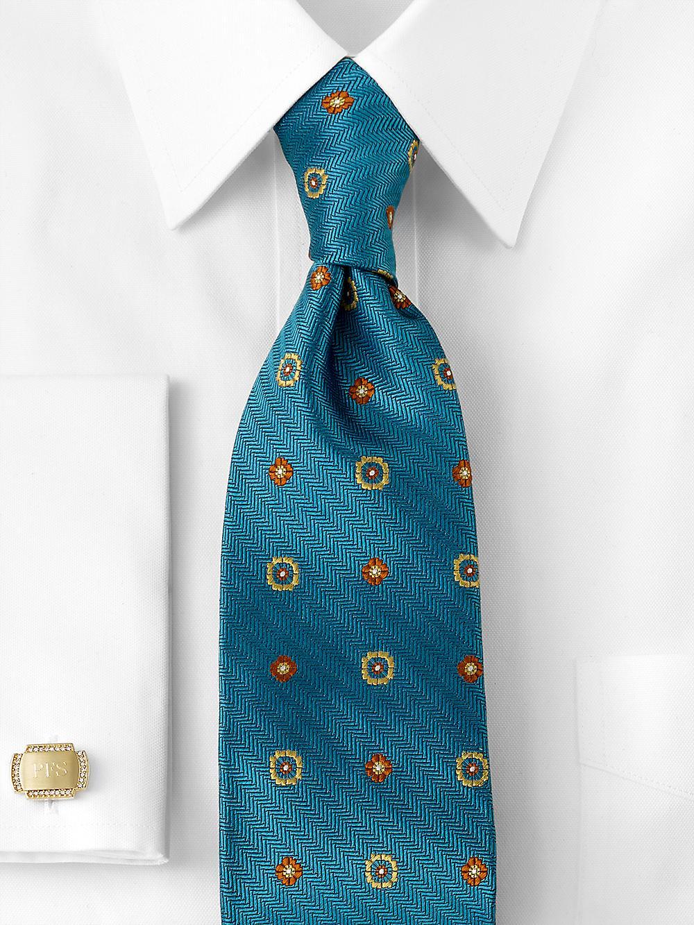 Deco Woven Silk Tie - Teal Multi Product Image