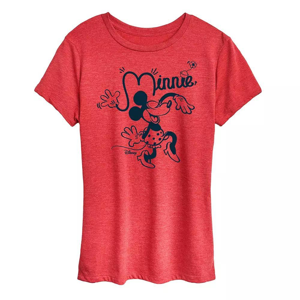 Disney's Minnie Mouse Fun Graphic Tee, Women's, Size: Medium, Grey Red Product Image