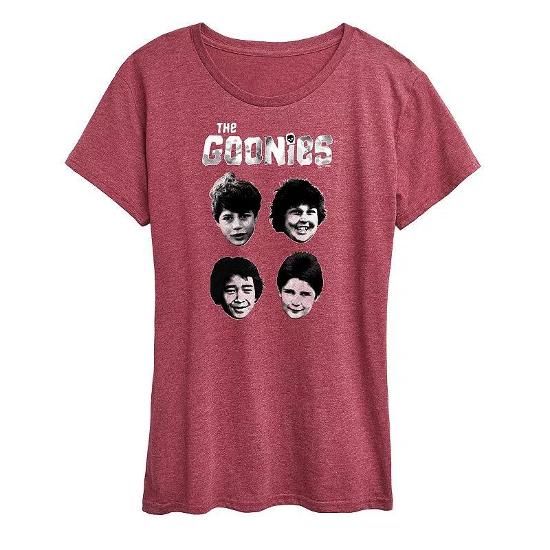 Womens The Goonies Face Grid Graphic Tee Grey Dark Red Product Image