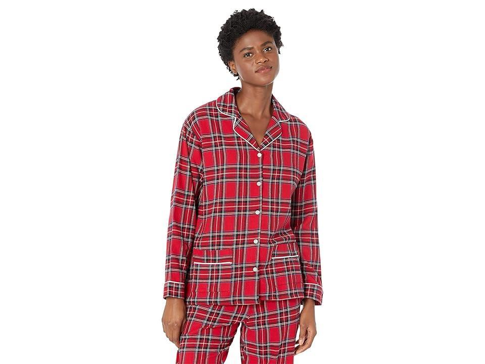 Lanz of Salzburg Classic Notch Collar Flannel PJ Set (Red Tartan Plaid) Women's Pajama Sets Product Image