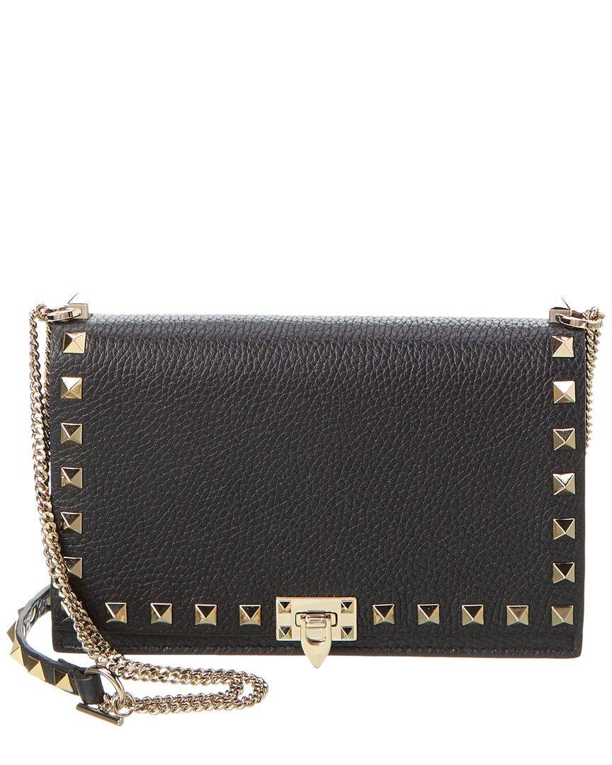 VALENTINO GARAVANI Rockstud Grainy Leather Crossbody In Black Product Image