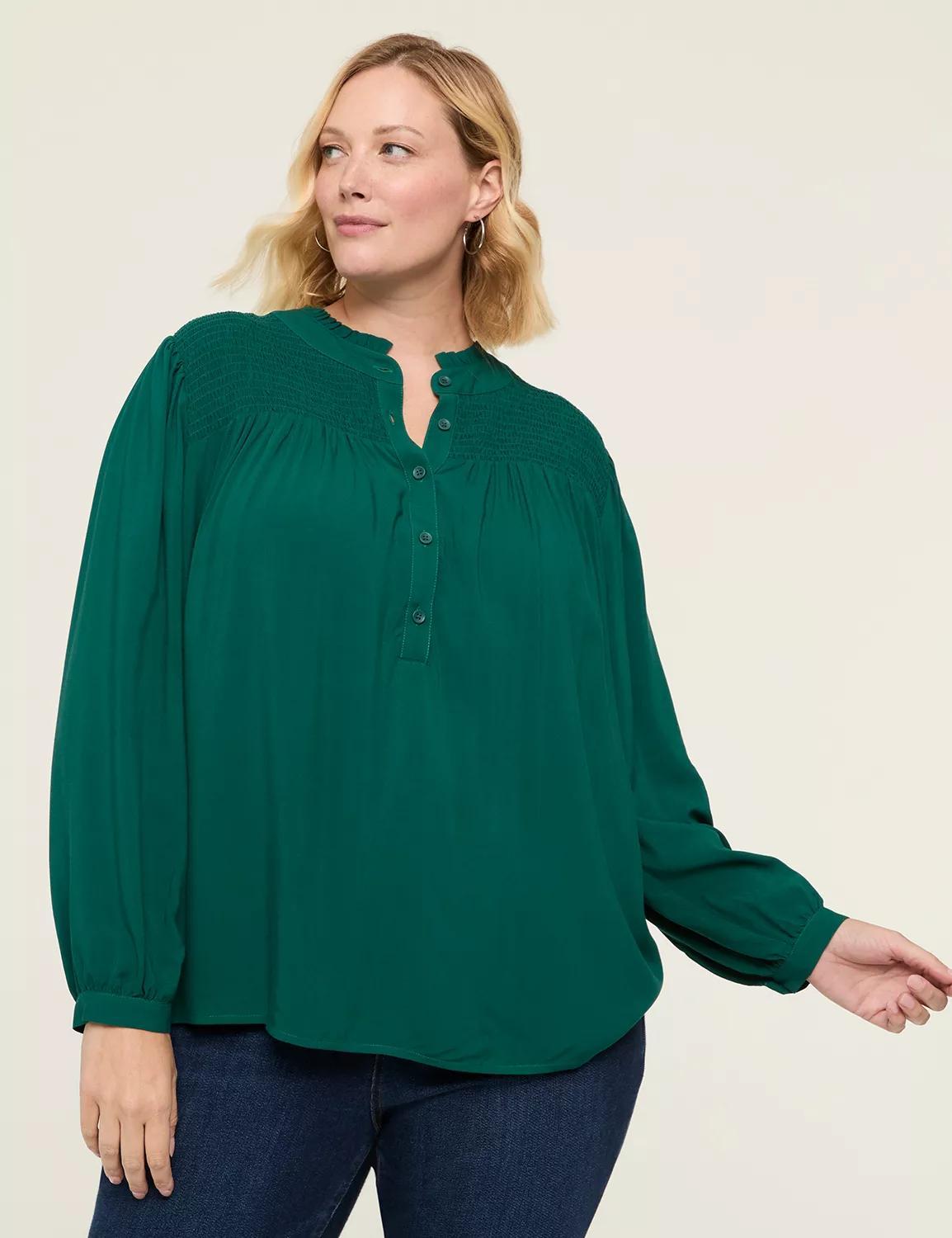 Ruffle-Neck Popover Top Product Image