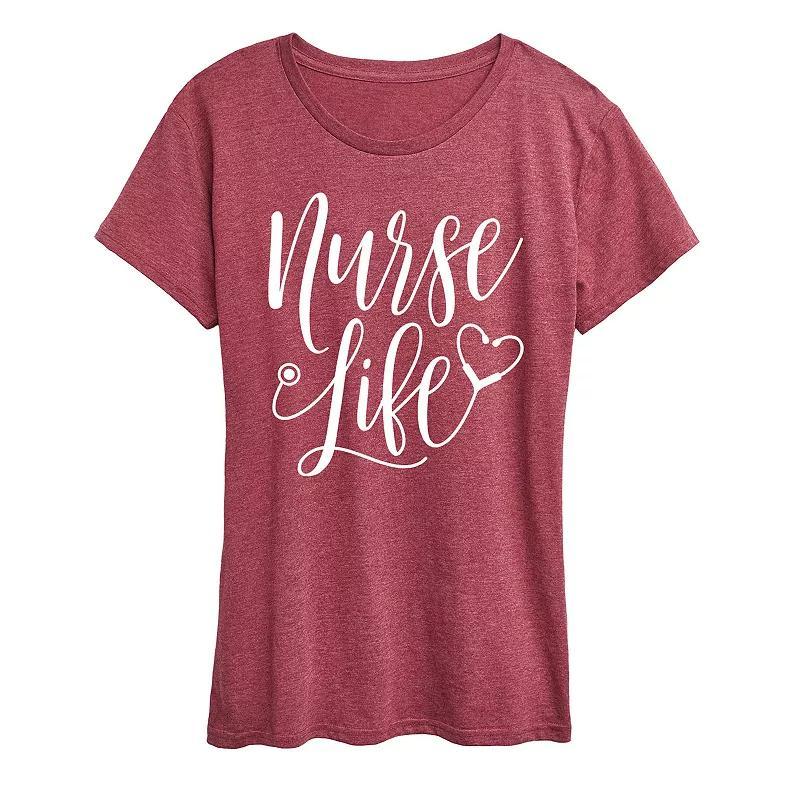 Women's Nurse Life Graphic Tee, Girl's, Size: Medium, Grey Wine Product Image