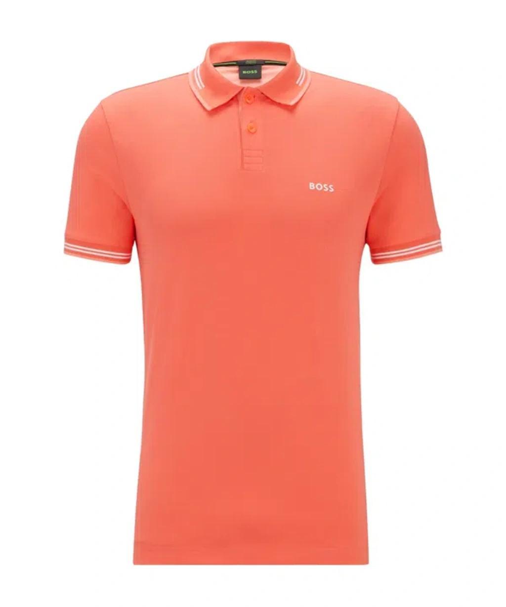 HUGO BOSS Short-sleeved Polo Shirt In Orange Product Image