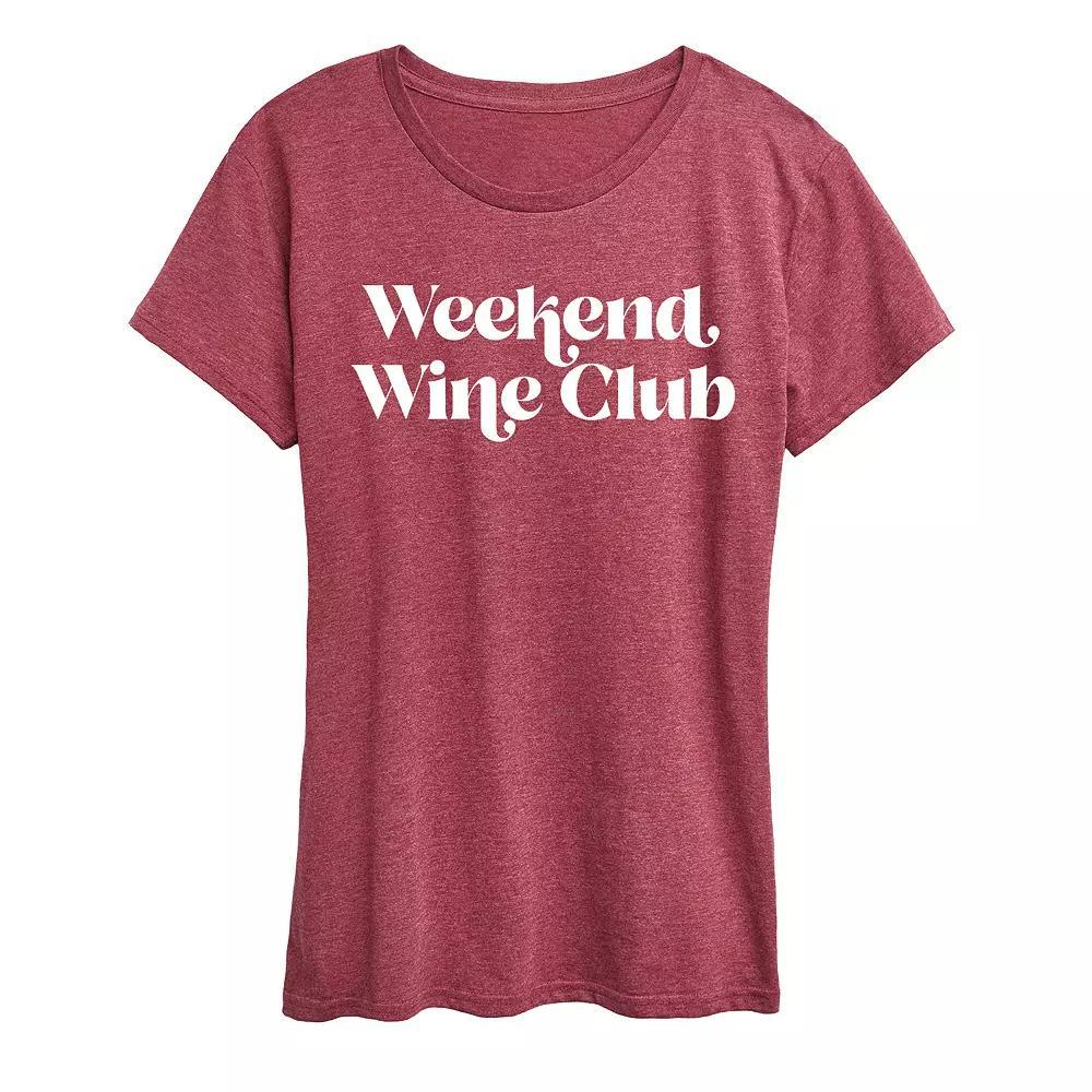 Women's Weekend Wine Club Graphic Tee, Girl's, Size: Small, Grey Dark Red Product Image