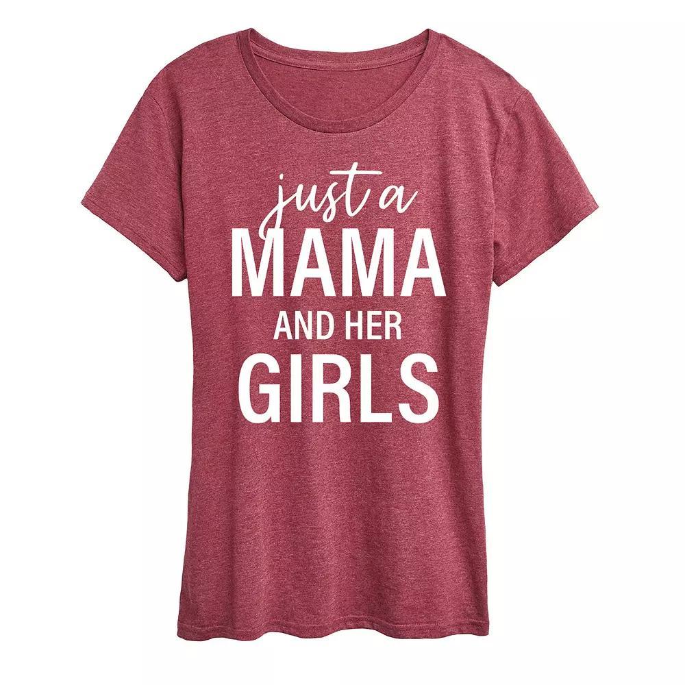 Women's Just A Mama And Her Girls Graphic Tee, Girl's, Size: Medium, Grey Wine Product Image